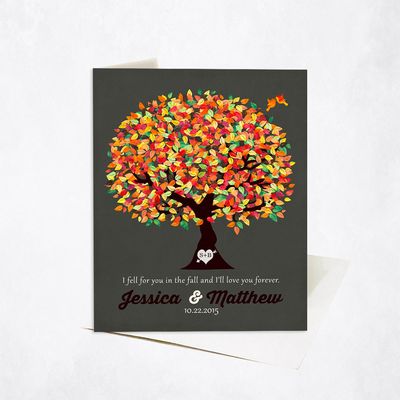 Orange Autumn Tree Anniversary Stationery Card For Couples C-1190