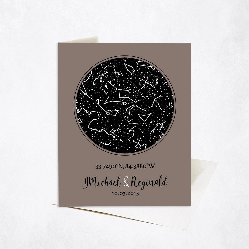 Star Map Anniversary Stationery Card For Couples C-1738