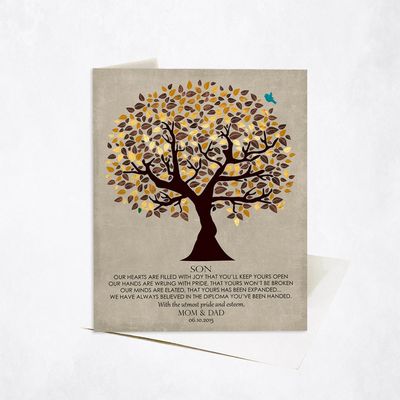 Golden Olive Tree Family Stationery Card For Son C-1308