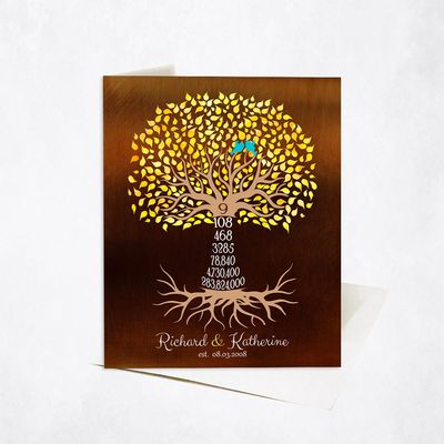 Countdown Tree 9 Year Anniversary Stationery Card For Couples C-1438