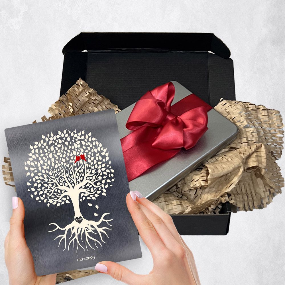 Silhouette Tree With Roots Metal Plaque Anniversary Gift Delivery For Couples Toy-1210