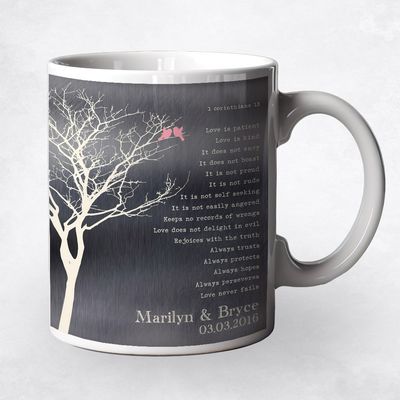 White Branchy Tree Anniversary Ceramic Coffee Mug Gift For Couples M-1306