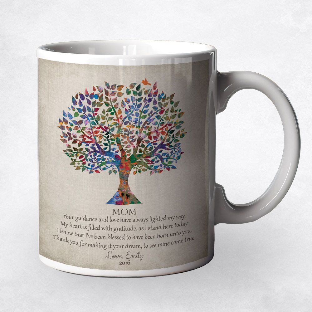 Watercolor Tree Family Ceramic Coffee Mug Gift For Mom M-1396