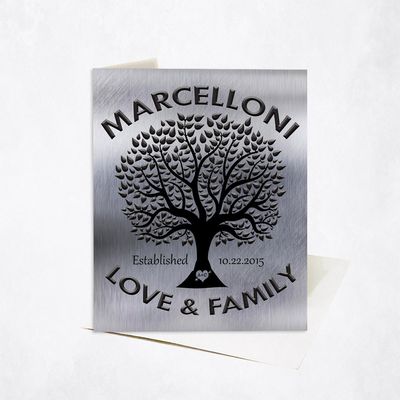 Black Tree And Family Name Anniversary Stationery Card For Couples C-1213