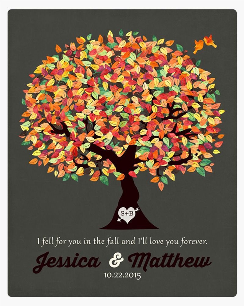 Orange Autumn Tree Anniversary Wall Plaque Gift for Couples LTC-1190