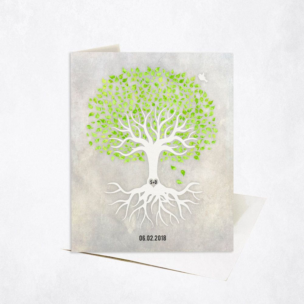 Peridot Canopy Tree Anniversary Stationery Card For Couples C-1543