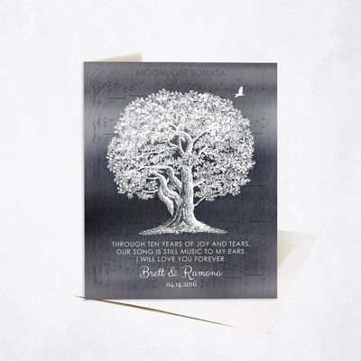 Large Oak And Sheet Music Anniversary Stationery Card For Couples C-1337