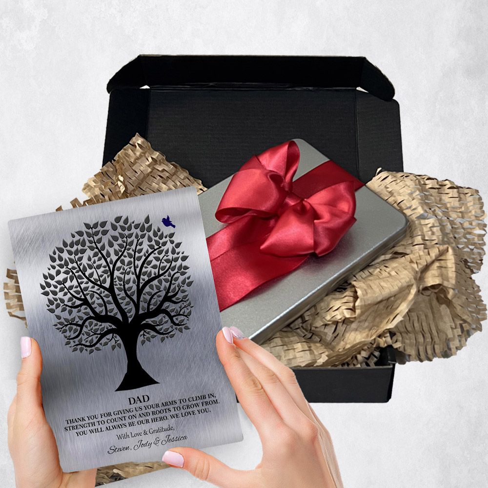 Tree Silhouette And Bird Metal Plaque Family Gift Delivery For Dad Toy-1215