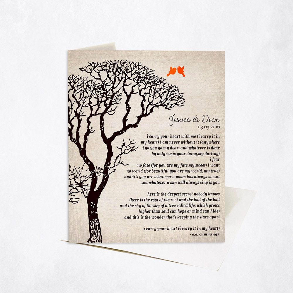 Dark Bare Tree Anniversary Stationery Card For Couples C-1301