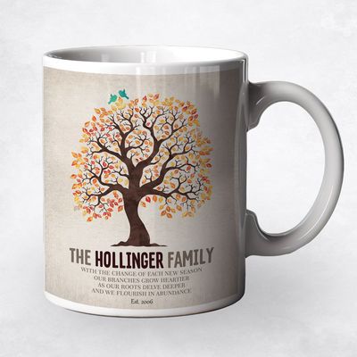 Orange Owl Tree Anniversary Ceramic Coffee Mug Gift For Couples M-1252