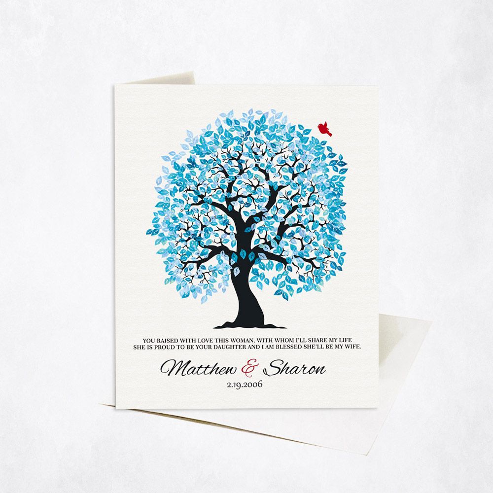 Blue Owl Tree Wedding Stationery Card For Mother Of The Bride C-1272