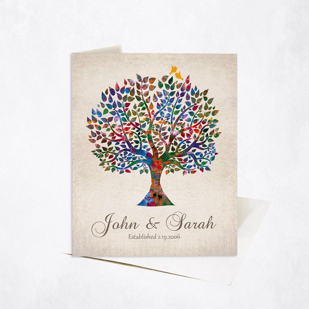 Watercolor Tree Anniversary Stationery Card For Couples C-1254