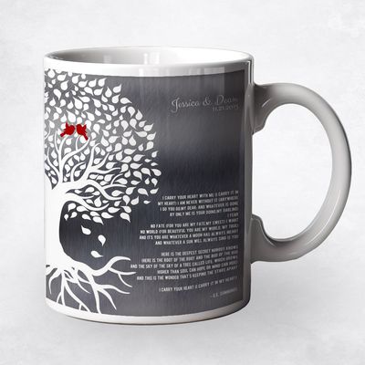 Side Tree With Roots Anniversary Ceramic Coffee Mug Gift For Couples M-1282