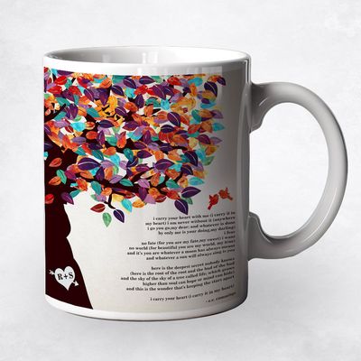 Colorful Side Tree Anniversary Ceramic Coffee Mug Gift For Couples M-1169