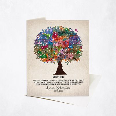 Colorful Tree Family Stationery Card For Mom C-1219