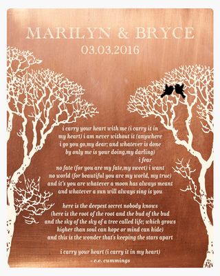 Bare Tree Copper 7th Anniversary Wall Plaque Gift for Couples LTC-1302