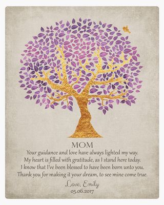 Purple and Gold Tree Mother&#39;s Day Wall Plaque Gift for Mom LTC-1505