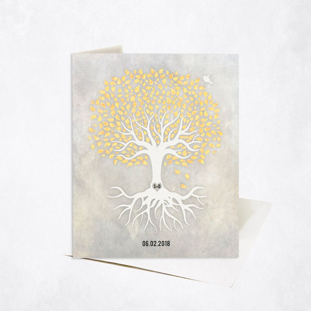 Citrine Canopy Tree Anniversary Stationery Card For Couples C-1537