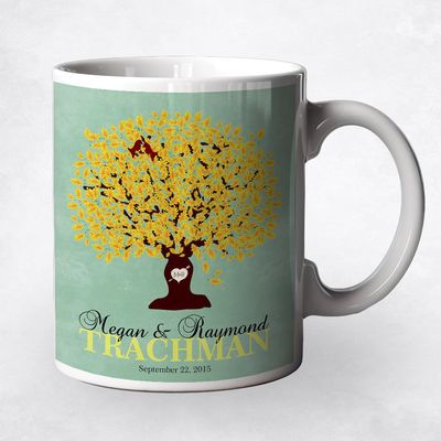 Yellow Oak Tree Wedding Ceramic Coffee Mug Gift For Couples M-1107