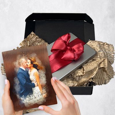 Watercolor Portrait Metal Plaque Anniversary Gift Delivery For Couples Toy-1845