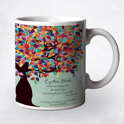 Colorful Spring Tree On Green Community Ceramic Coffee Mug Gift For Teacher M-1230