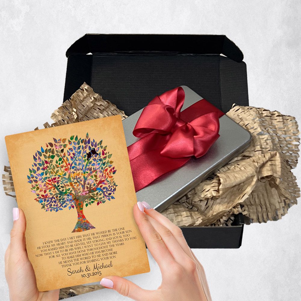 Watercolor Tree Gold Metal Plaque Wedding Gift Delivery For Mother Of The Groom Toy-1257