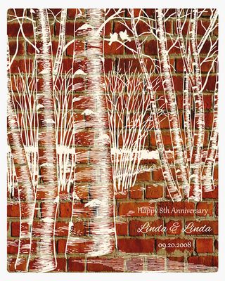 Birch Trees Brick 8th Anniversary Wall Plaque Gift for Couples LTC-1404