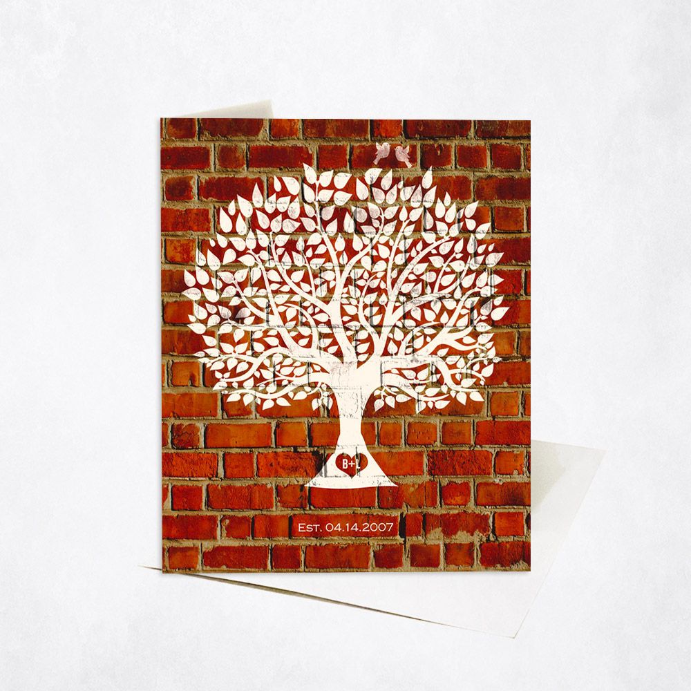 Tree Silhouette Anniversary Stationery Card For Couples C-1383