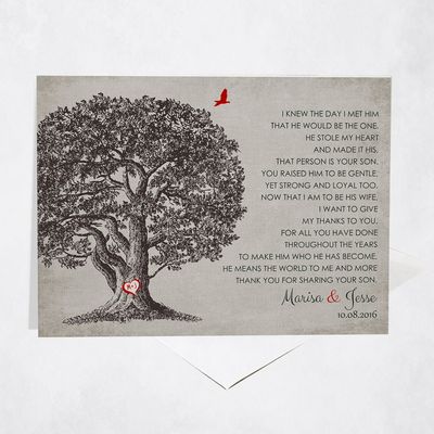 Large Oak Tree Wedding Stationery Card For Mother Of The Groom C-1405