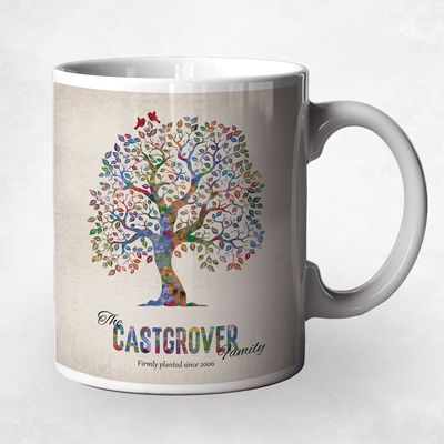 Watercolor Owl Tree Anniversary Ceramic Coffee Mug Gift For Couples M-1249