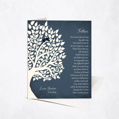 Wedding Poem For Father Beside Tree Wedding Stationery Card For Father C-1140