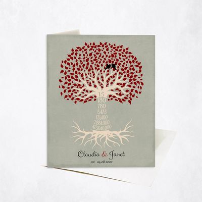 Countdown Tree 15 Year Anniversary Stationery Card For Couples C-1445