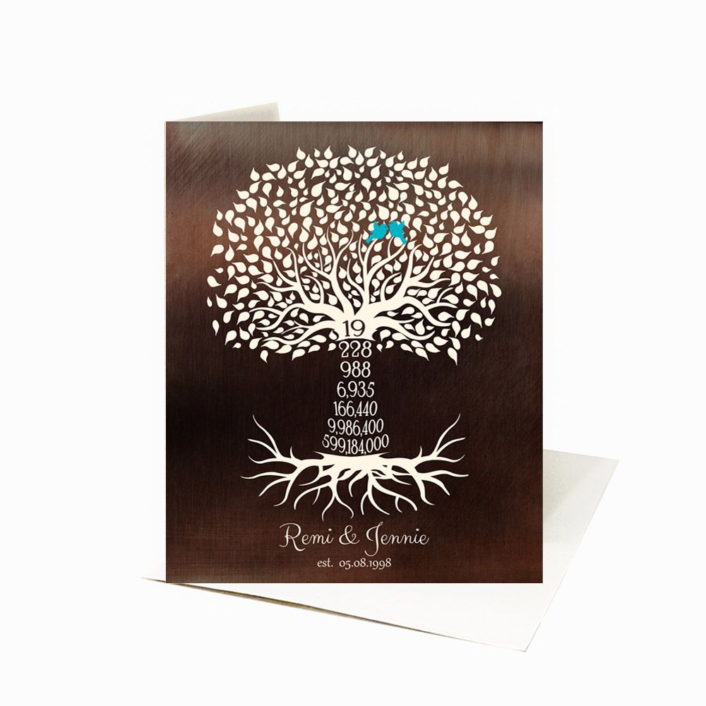 Countdown Tree 19 Year Anniversary Stationery Card For Couples C-1449