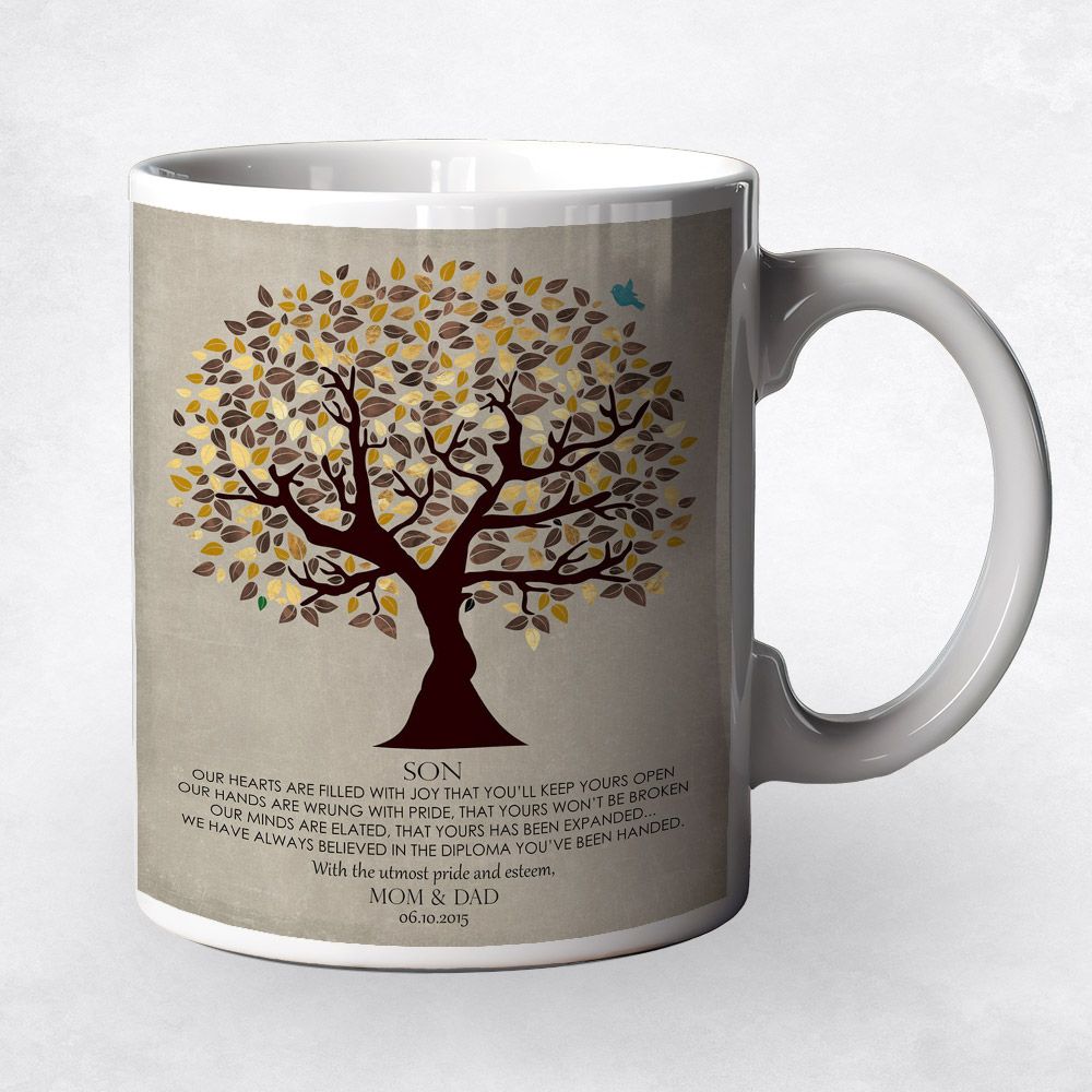 Golden Olive Tree Family Ceramic Coffee Mug Gift For Son M-1308