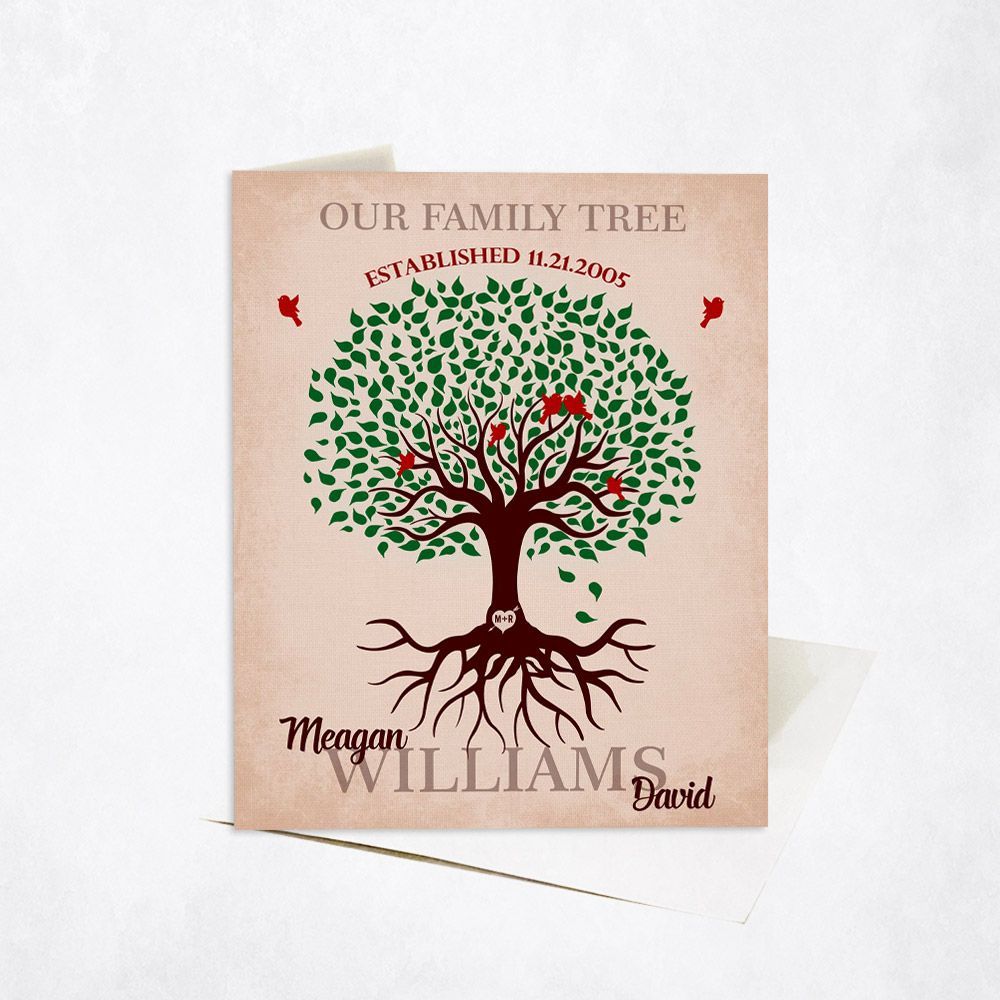 Green Tree With Roots On Anniversary Stationery Card For Couples C-1129