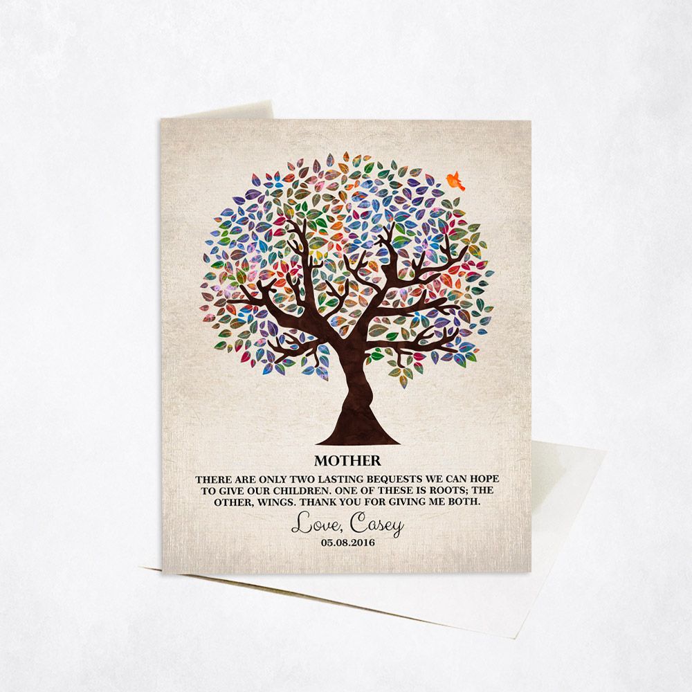 Colorful Olive Tree Family Stationery Card For Mother C-1247