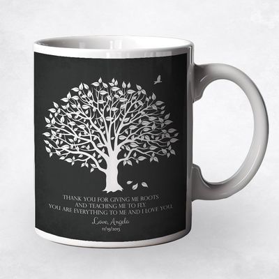 Magnolia Tree On Black Wedding Ceramic Coffee Mug Gift For Parents M-1152