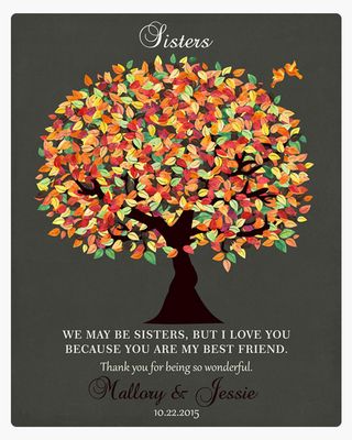 Orange Autumn Tree Wedding Wall Plaque Gift for Sister LTC-1191