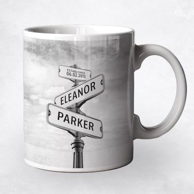 Crossroads Signpost Anniversary Ceramic Coffee Mug Gift For Couples M-1937