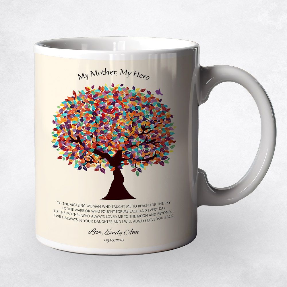 Colorful Spring Tree Family Ceramic Coffee Mug Gift For Mom M-1547