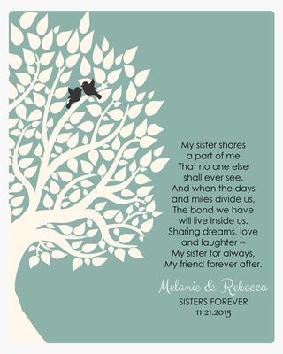 Side Tree Sister Poem Wedding Wall Plaque Gift for Sister LTC-1145