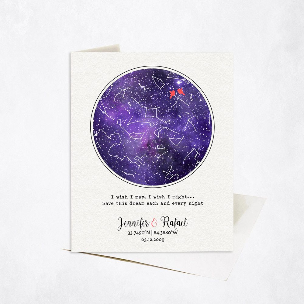 Star Map Anniversary Stationery Card For Couples C-1754