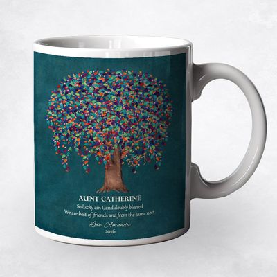 Willow Tree On Teal Family Ceramic Coffee Mug Gift For Aunt M-1198