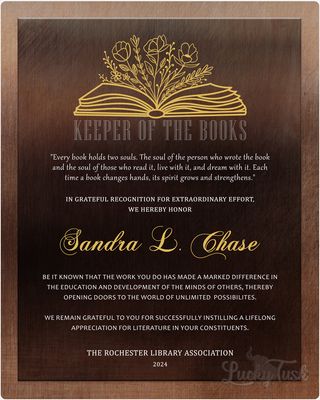 Librarian Appreciation Award Bronze Recognition Wall Plaque Gift for Librarian LTC-2105