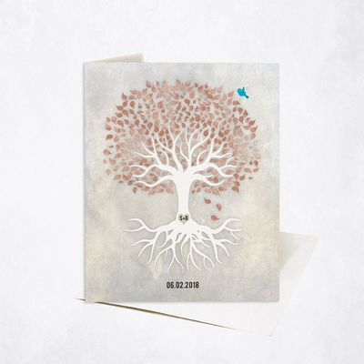 Taupe Canopy Tree Anniversary Stationery Card For Couples C-1530