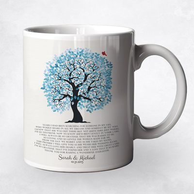 Blue Owl Tree Wedding Ceramic Coffee Mug Gift For Mother Of The Bride M-1267