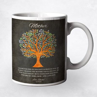 Artful Tree Silhouette Family Ceramic Coffee Mug Gift For Mom M-1222