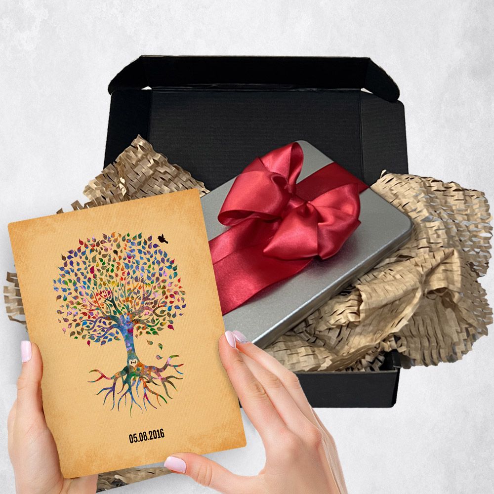 Watercolor Tree With Roots Metal Plaque Anniversary Gift Delivery For Couple Toy-1261