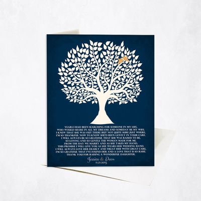 Tree Silhouette Blue Wedding Stationery Card For Mother Of The Bride C-1119