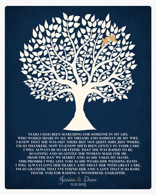 Tree Silhouette Blue Wedding Wall Plaque Gift for Mother Of The Bride LTC-1119